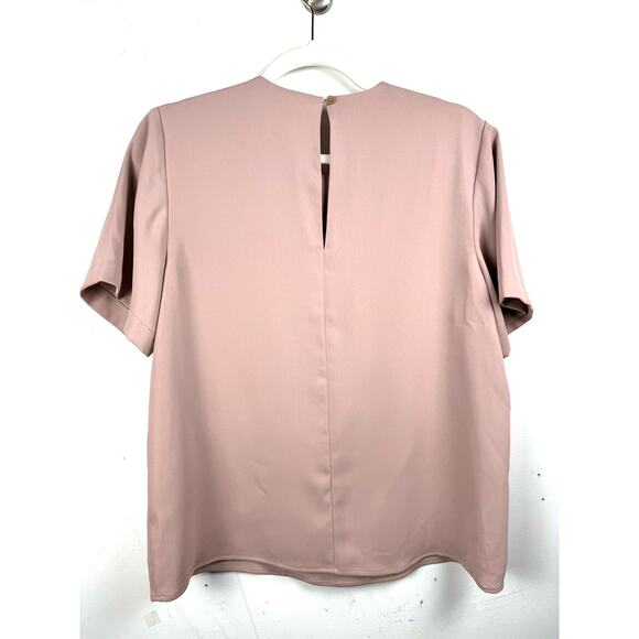 Aritzia Babaton Neutral Tone Pink Minimalist Short Sleeve Oversized Flowy Blouse - Picture 2 of 6